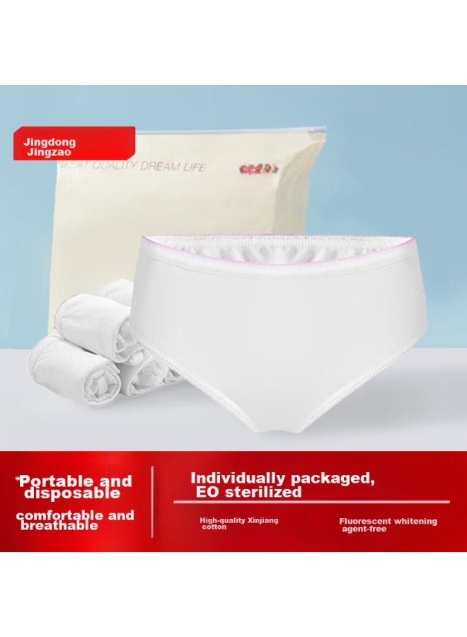 JD.com Jd Jingzao Disposable Underwear For Women, Maternity Pure Cotton, Large Size, No-wash, For Business Trips, Travel, Postpartum, Individually Packed, 5-pack, Size L  - Image 1