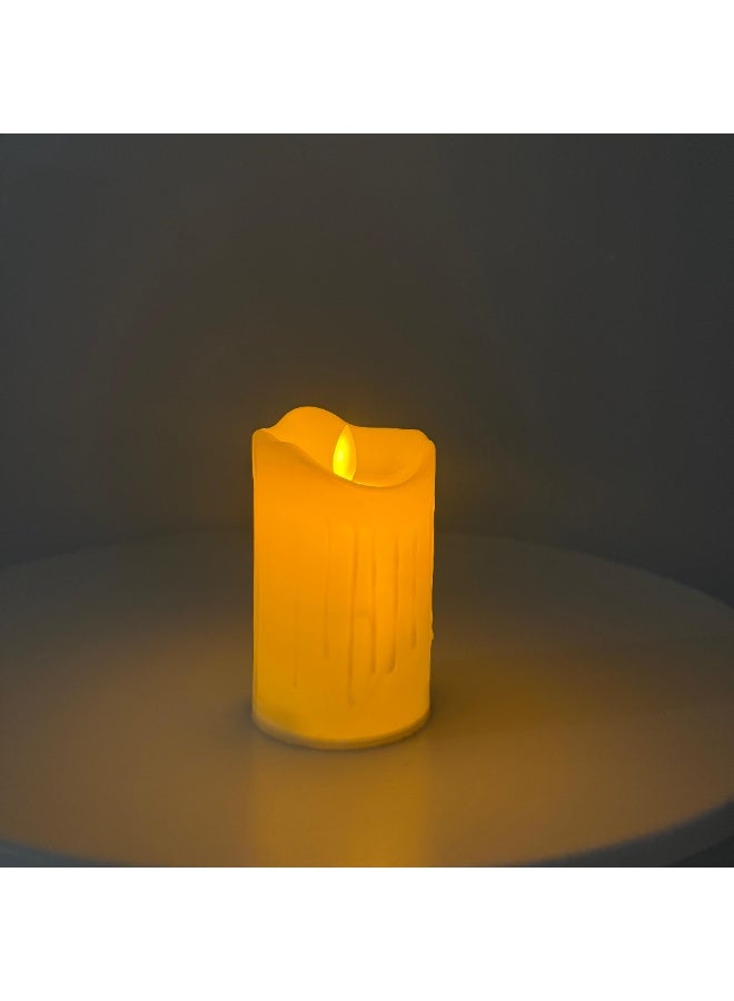 شمة ديكور LED بدون لهب تعمل بالبطارية شموع رومانسي واقعي مع تصميم أنيق للمنزل والعشاء وحفلات الزفاف، القطر 8سم والارتفاع 13سم.  - Image 3