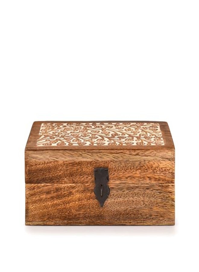Kimona Jewelry Boxes Mango Wood Tree of Life Engraving Jewellery Box for Women-Men Jewel | Home Decor Accents (8" X 5" X 3") - Image 3