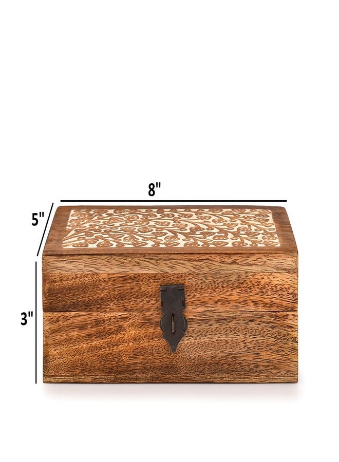 Kimona Jewelry Boxes Mango Wood Tree of Life Engraving Jewellery Box for Women-Men Jewel | Home Decor Accents (8" X 5" X 3") - Image 5