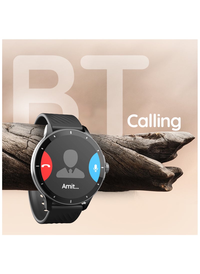 Pebble - Polar 1.52" HD Round Display Smartwatch, Quick Notification, Compatible for Android & iOS, BT Calling, SpO2, Heart Rate and Sleep Monitoring, Multi Watch Faces, AI Voice Assistant, Jet Black - Image 1