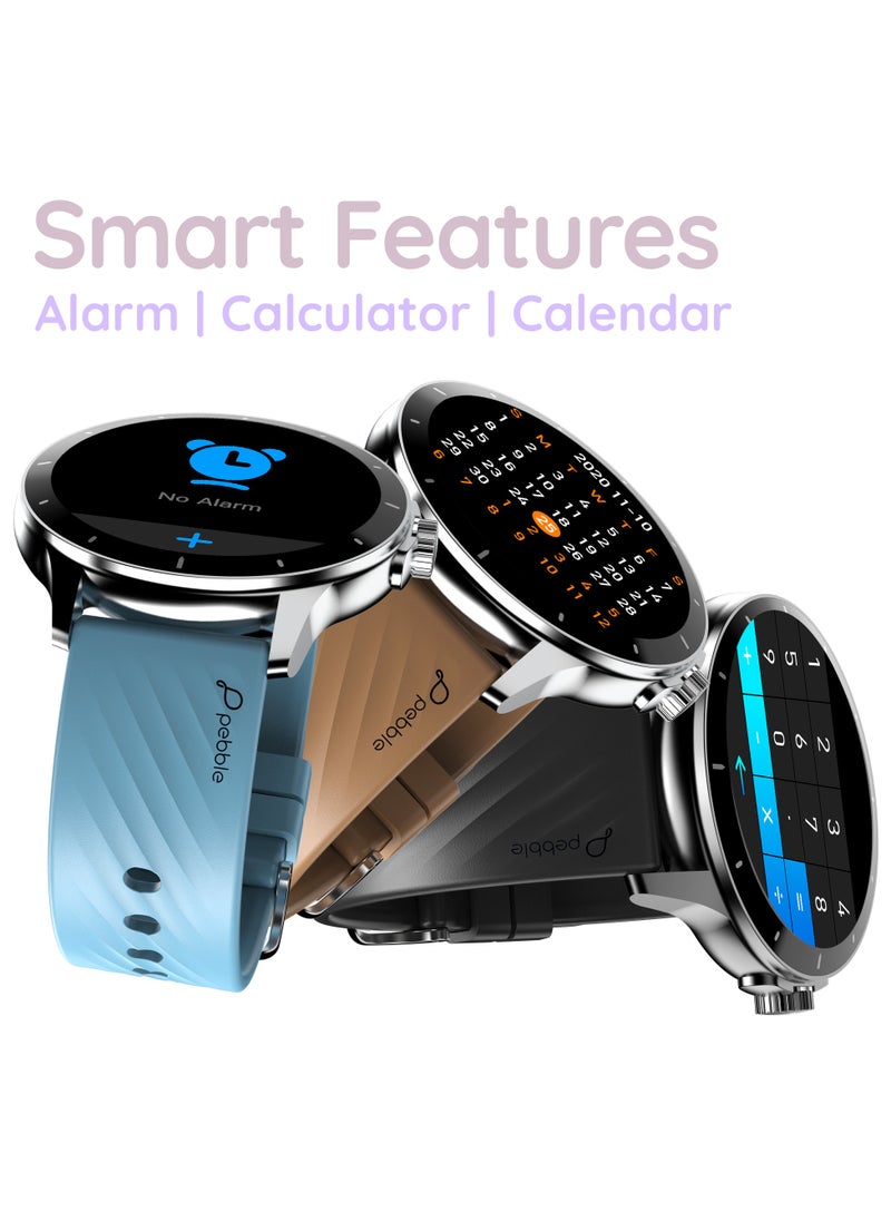 Pebble - Polar 1.52" HD Round Display Smartwatch, Quick Notification, Compatible for Android & iOS, BT Calling, SpO2, Heart Rate and Sleep Monitoring, Multi Watch Faces, AI Voice Assistant, Jet Black - Image 1