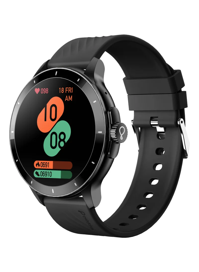 Pebble Polar 1.52" HD Round Display Smartwatch, Quick Notification, Compatible for Android & iOS, BT Calling, SpO2, Heart Rate and Sleep Monitoring, Multi Watch Faces, AI Voice Assistant, Jet Black