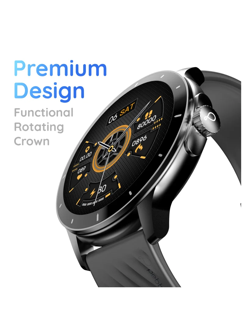 Pebble Polar 1.52" HD Round Display Smartwatch, Quick Notification, Compatible for Android & iOS, BT Calling, SpO2, Heart Rate and Sleep Monitoring, Multi Watch Faces, AI Voice Assistant, Jet Black
