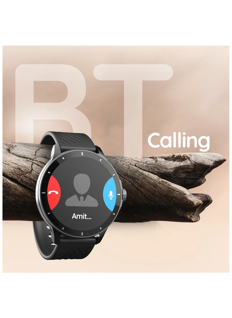 Pebble Polar 1.52" HD Round Display Smartwatch, Quick Notification, Compatible for Android & iOS, BT Calling, SpO2, Heart Rate and Sleep Monitoring, Multi Watch Faces, AI Voice Assistant, Jet Black