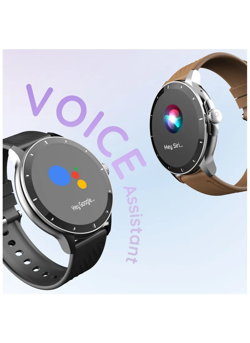 Pebble Polar 1.52" HD Round Display Smartwatch, Quick Notification, Compatible for Android & iOS, BT Calling, SpO2, Heart Rate and Sleep Monitoring, Multi Watch Faces, AI Voice Assistant, Jet Black