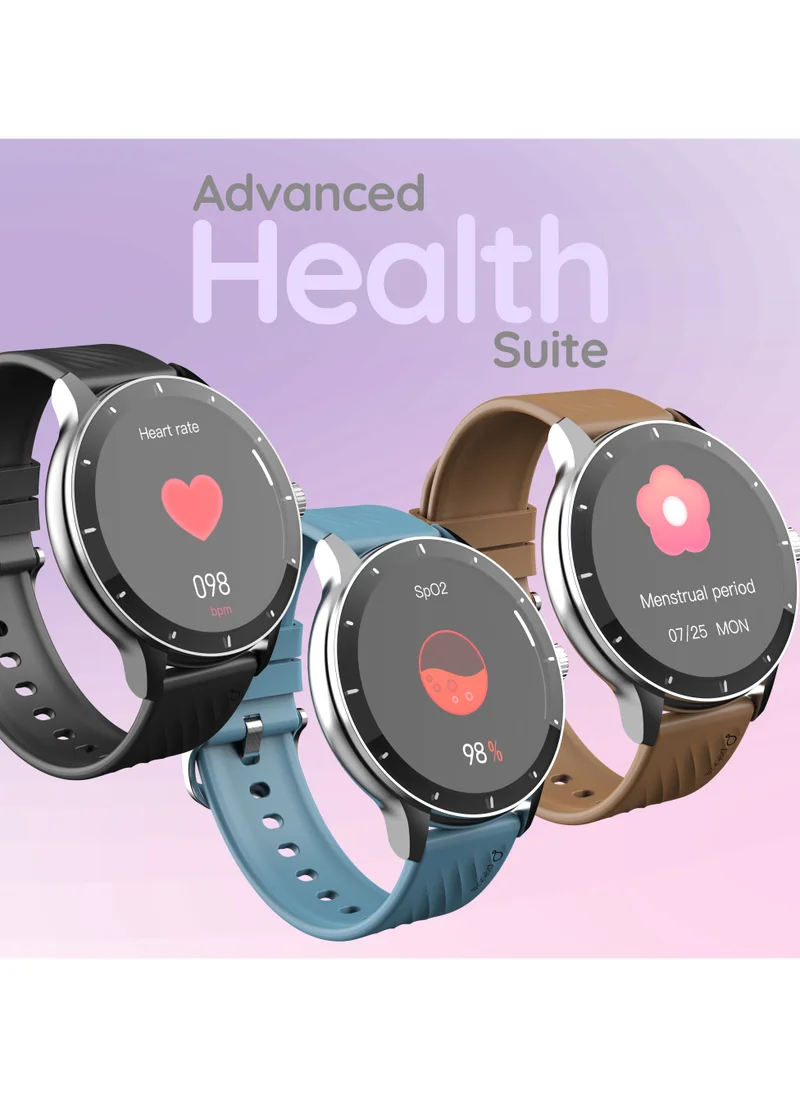 Pebble Polar 1.52" HD Round Display Smartwatch, Quick Notification, Compatible for Android & iOS, BT Calling, SpO2, Heart Rate and Sleep Monitoring, Multi Watch Faces, AI Voice Assistant, Jet Black