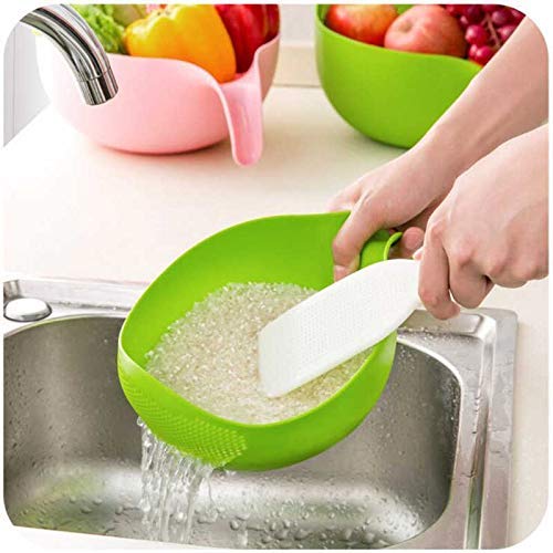 NOBILEA Kitchen Multi Color Plastic Bowl Plastic Fruit Bowl Thick Drain Basket for Rice Fruit and Vegetable with Handle (Pack of 1) - Image 5