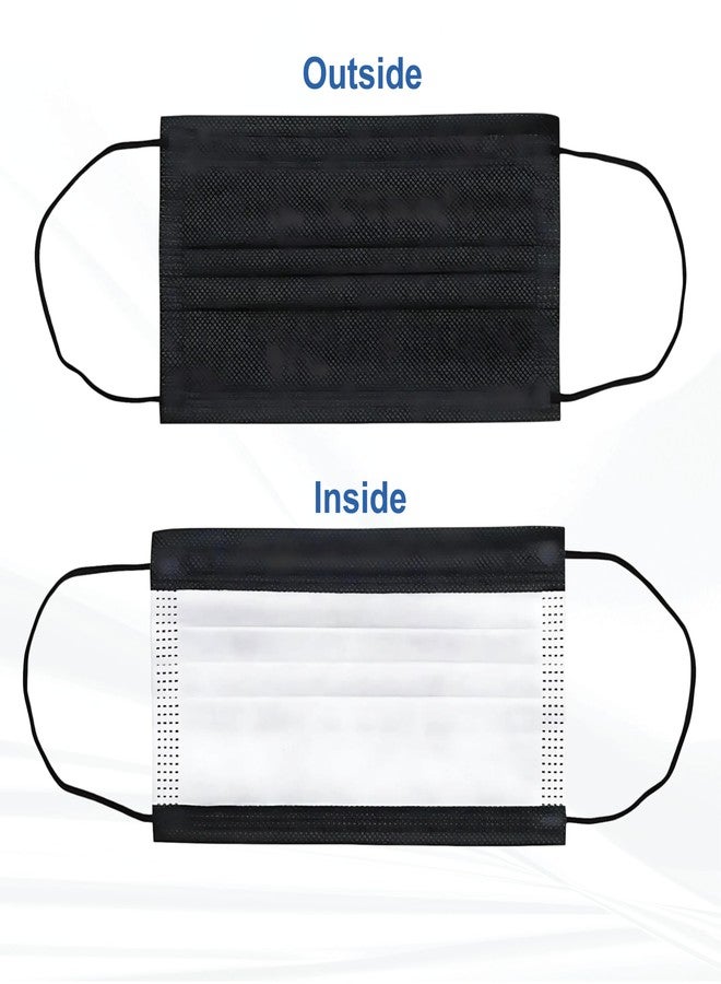 C-Cure® Melt Blown - SMMS Fabric 3 Ply Disposable Face Mask with Nose Clip and Reusable Travel Pouch (Black And White, Pack of 200) for Unisex - Image 2