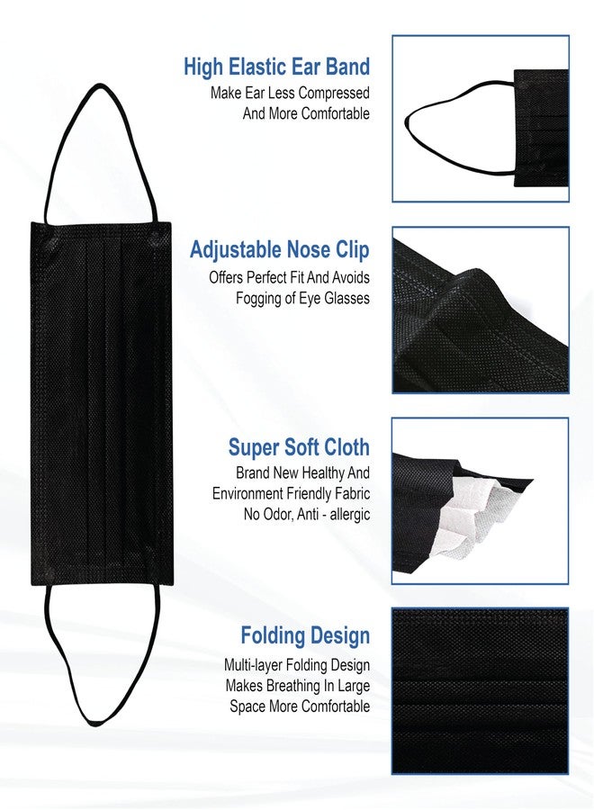 C-Cure® Melt Blown - SMMS Fabric 3 Ply Disposable Face Mask with Nose Clip and Reusable Travel Pouch (Black And White, Pack of 200) for Unisex - Image 5