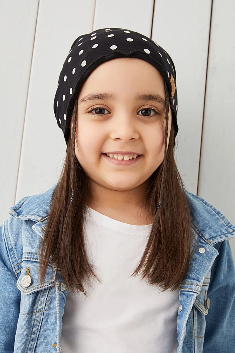 بيبيجيز Black White Polka Dot Baby Girl Hat Beanie Soft Cotton Combed Cotton
