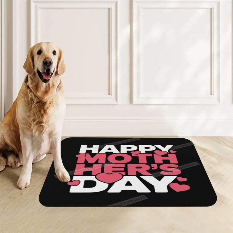 Dog Food Mats for Floors Happy Mother's Day Floral Gift Mom Eg Absorbent Pet Cat Food Mat Quick Dry Dog Bowl Mats for Water Pet Supplies 18X12In - Image 1