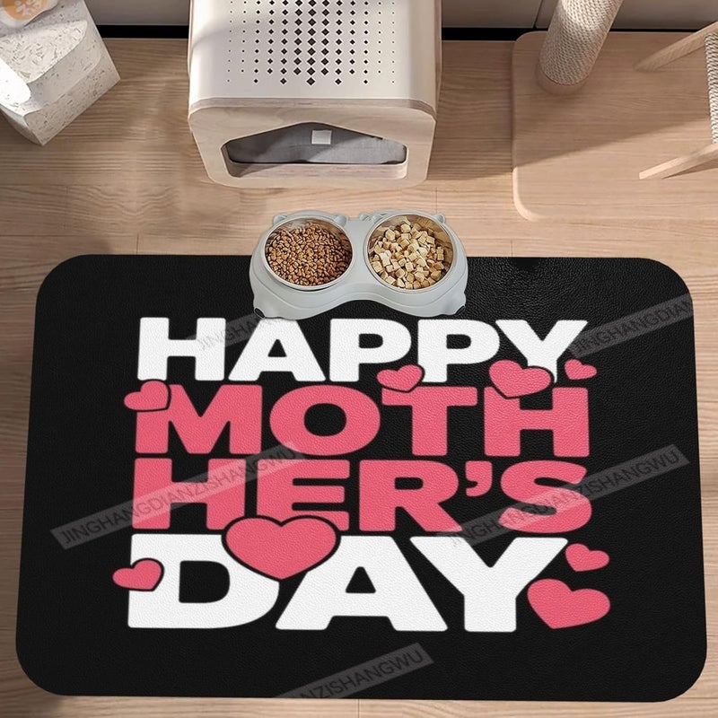 Dog Food Mats for Floors Happy Mother's Day Floral Gift Mom Eg Absorbent Pet Cat Food Mat Quick Dry Dog Bowl Mats for Water Pet Supplies 18X12In - Image 2
