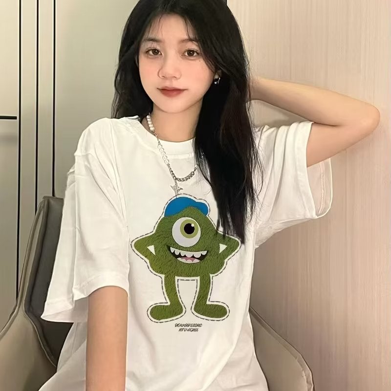 Fashion Casual T-Shirt Women'S Summer Loose Slim Printed Round Neck Top Student Easiest For Match Short Sleeve - Image 4