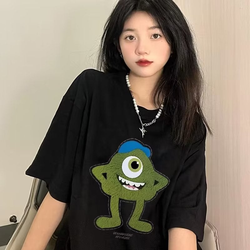 Fashion Casual T-Shirt Women'S Summer Loose Slim Printed Round Neck Top Student Easiest For Match Short Sleeve - Image 3