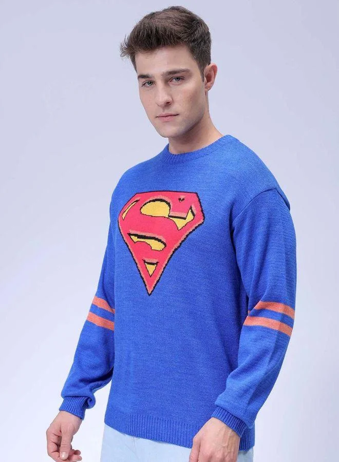 The Indian Garage Co Men Oversized Superman Crew Neck Sweater
