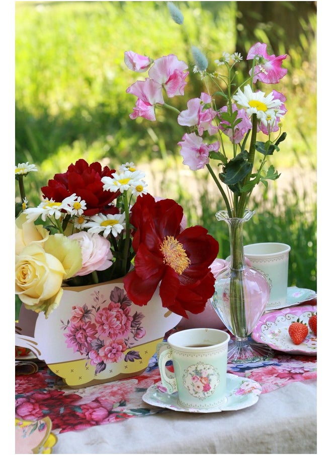 Talking Tables Talking Tables 24 x Pretty Vintage Disposable Floral Cup & Saucer Afternoon Tea Party Set, Truly Scrumptious Disposable Tableware for Mother’s Day, Kids Birthday Bridal Baby Shower, Weddings  - Image 5