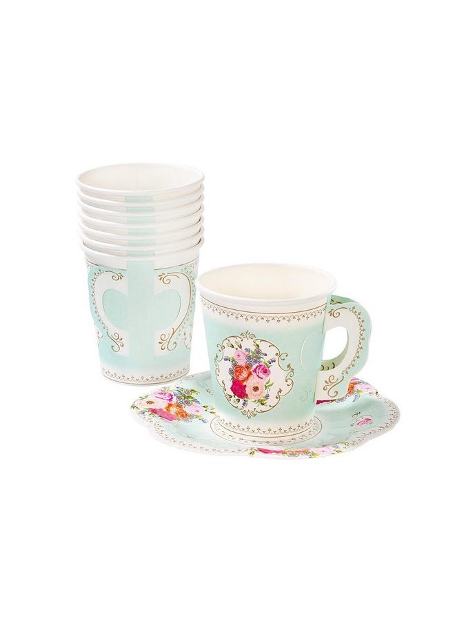 Talking Tables Talking Tables 24 x Pretty Vintage Disposable Floral Cup & Saucer Afternoon Tea Party Set, Truly Scrumptious Disposable Tableware for Mother’s Day, Kids Birthday Bridal Baby Shower, Weddings  - Image 4