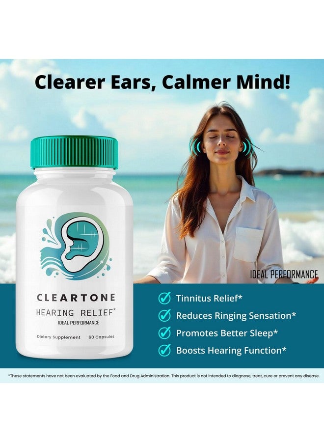 IDEAL PERFORMANCE Cleartone Tinnitus Relief for Ringing Ears Capsules, Cleartone Ear Pills Supplement, Clear Tone Tinnitus Treatment, Calming Ear Ringing Relief - Maximum Strength, Cleartone Reviews (5 Pack)  - Image 4