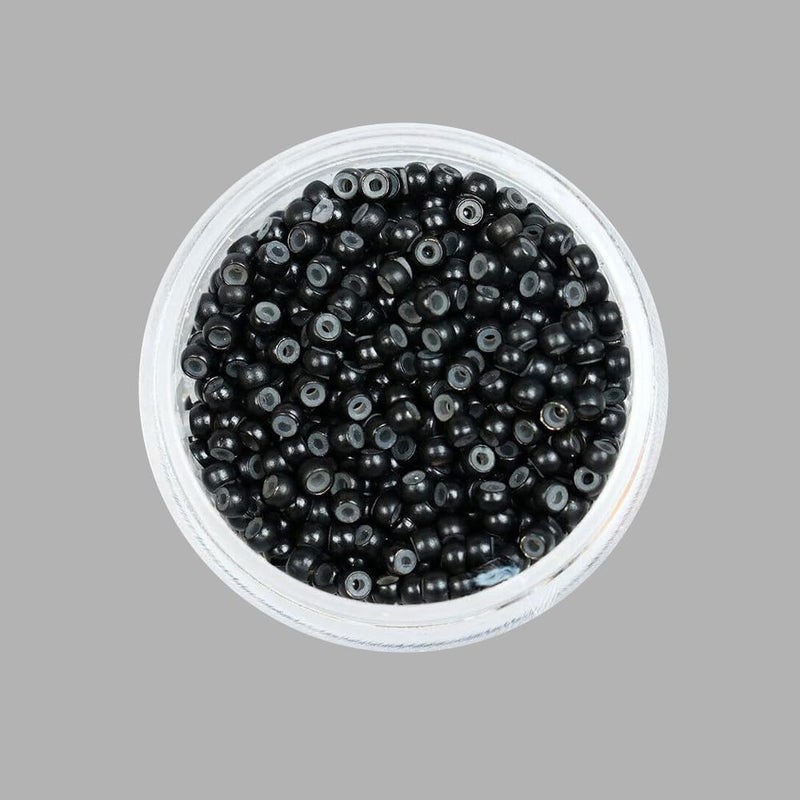 Vivian VIVIAN Nano Rings Black Silicone Lined Beads Links for Pre Bonded I Tip Human Hair Extensions MEDIUM 500 Pcs - Image 1