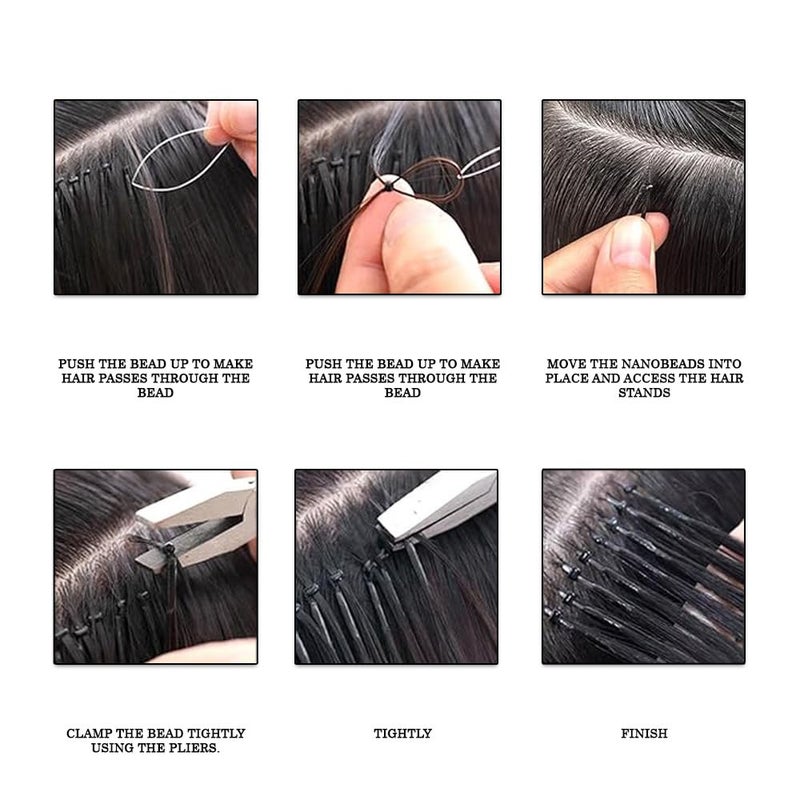 Vivian VIVIAN Nano Rings Black Silicone Lined Beads Links for Pre Bonded I Tip Human Hair Extensions MEDIUM 500 Pcs - Image 5