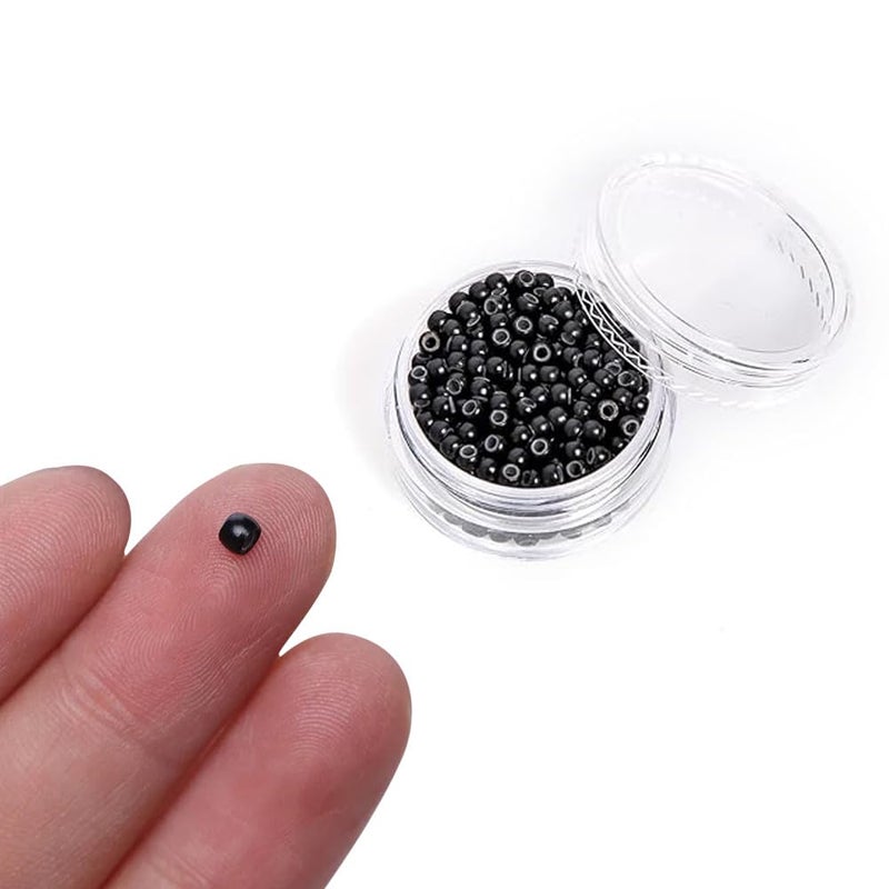 Vivian VIVIAN Nano Rings Black Silicone Lined Beads Links for Pre Bonded I Tip Human Hair Extensions MEDIUM 500 Pcs - Image 3