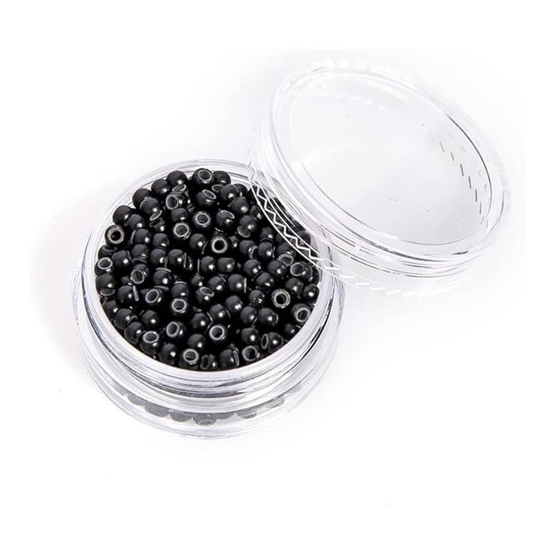 Vivian VIVIAN Nano Rings Black Silicone Lined Beads Links for Pre Bonded I Tip Human Hair Extensions MEDIUM 500 Pcs - Image 2
