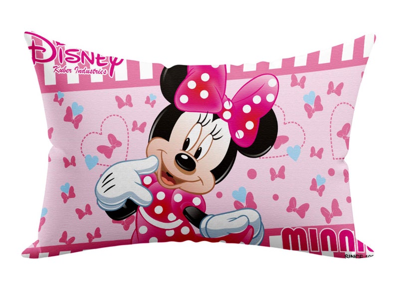 Kuber Industries Disney Minnie Mickey Print Silk Special Long Crush Pillow Cover- Set of 4, Black & Pink-KUBMART10070 - Image 3