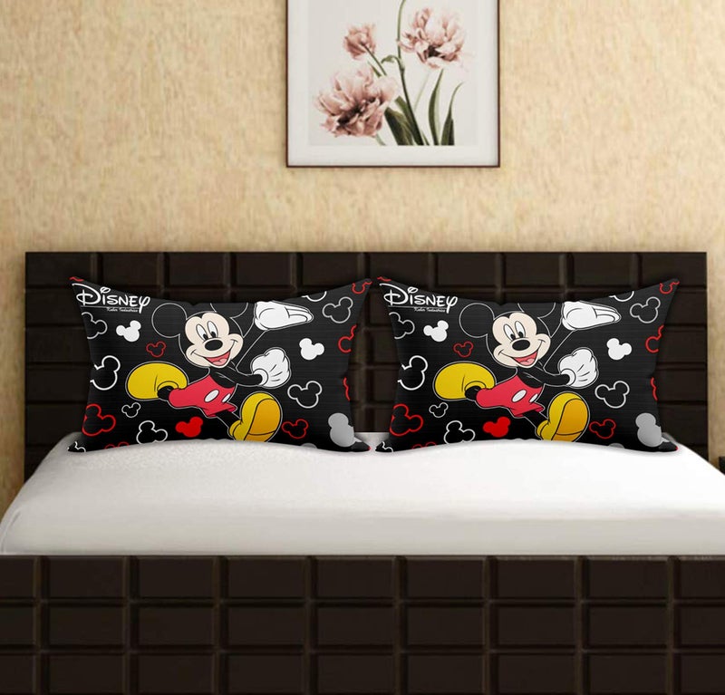 Kuber Industries Disney Minnie Mickey Print Silk Special Long Crush Pillow Cover- Set of 4, Black & Pink-KUBMART10070 - Image 4