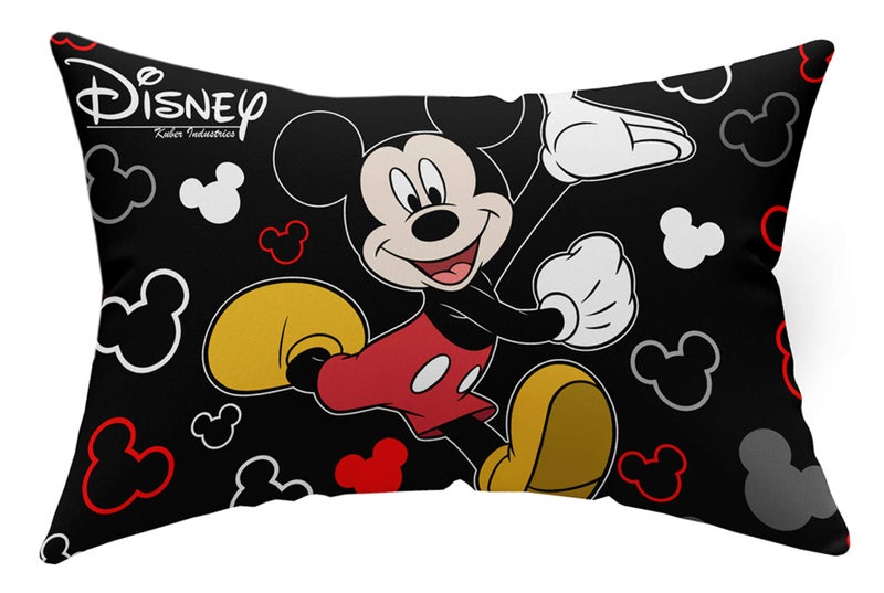 Kuber Industries Disney Minnie Mickey Print Silk Special Long Crush Pillow Cover- Set of 4, Black & Pink-KUBMART10070 - Image 2