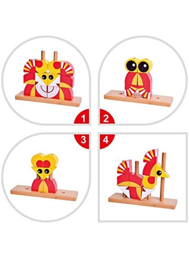 كلاسيك ورالد مجموعة أحجية مكعبات الأسد الخشبية، تطوير الفرز والتكديس - Image 4