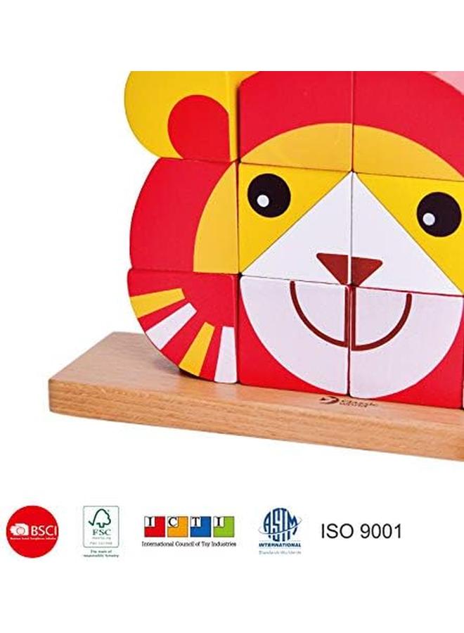 كلاسيك ورالد مجموعة أحجية مكعبات الأسد الخشبية، تطوير الفرز والتكديس - Image 2