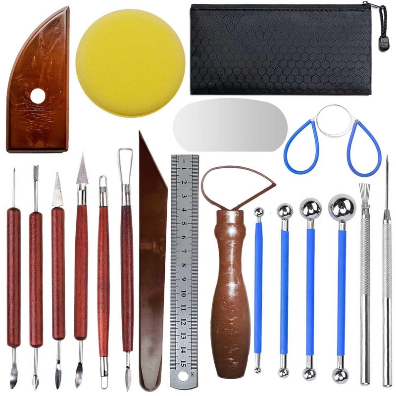 Langqun Clay Sculpting Tools,20Pcs Pottery Tools Kit, Polymer Clay Tools,Pottery Ribs, Air Dry Clay Tools for Sculpting, Modeling, Carving, Modeling - Image 1