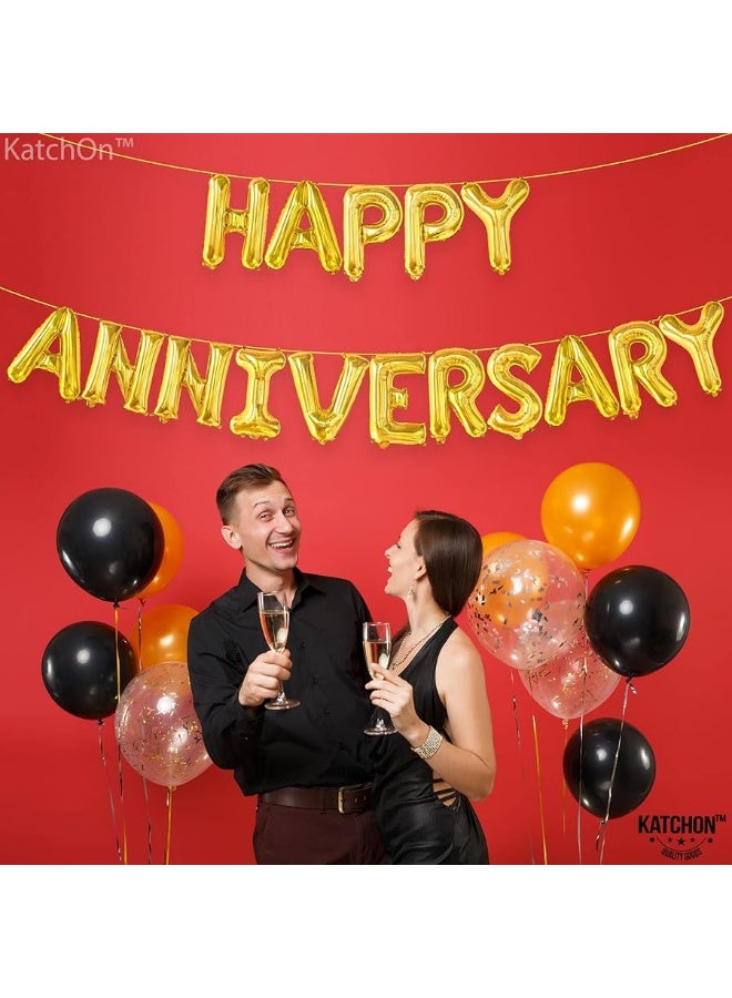 KatchOn Letters Gold Happy Anniversary Balloons Big 16 Inch Banner Backdrop Balloon Banner for Gold Happy Anniversary Decorations Wedding anniversary Party Decorations Anniversary Decor - Image 4