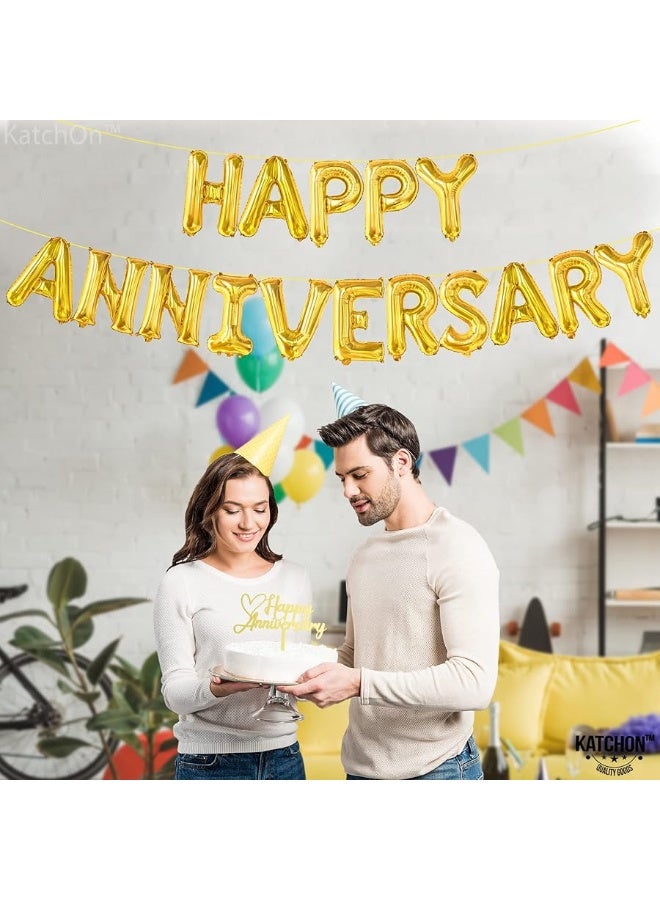 KatchOn Letters Gold Happy Anniversary Balloons Big 16 Inch Banner Backdrop Balloon Banner for Gold Happy Anniversary Decorations Wedding anniversary Party Decorations Anniversary Decor - Image 5