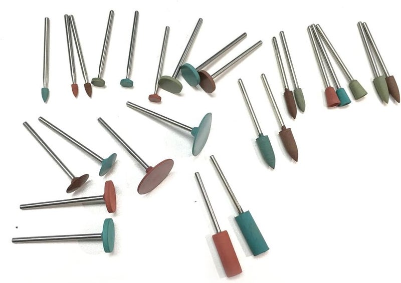PHYHOO Polishing Burr Jewelry Polishing Rubber Rotary Tools Accessories Diamond-in-Rubber Emery Polishing Bit Set Metal, Glass, Stone, Tile 26 Pieces - Image 1
