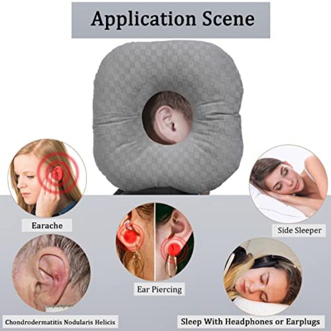 Side Sleeping Pillow for Ear Piercings Cartilage Healing Comfort Support Memory Foam Hypoallergenic Slow Rebound - Image 2