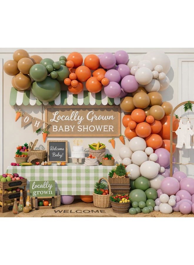 Beaumode Locally Grown Balloon Arch Garland Kit for Home Grown Baby Shower First Birthday Farmers Market She's Off The Market Bridal Shower Bachelorette Party Decoration (Green Orange Purple) - Image 1
