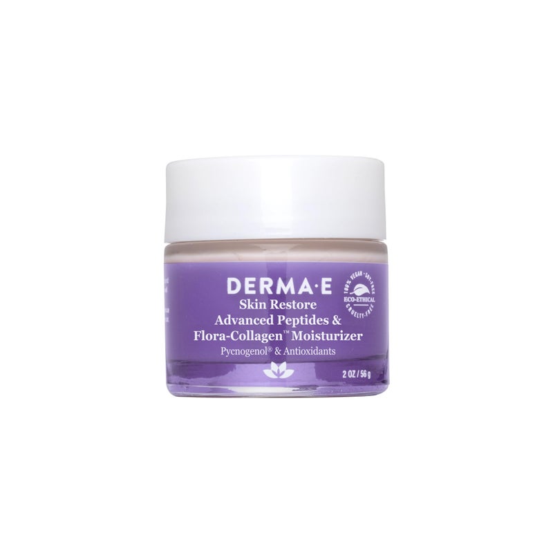 derma-e DERMAE Advanced Peptides and Vegan FloraCollagen Moisturizer  Double Action Collagen Face Cream with Peptide Complex  Intensely Hydrating Face Moisturizer for Lines Wrinkles and Redness 2 Oz