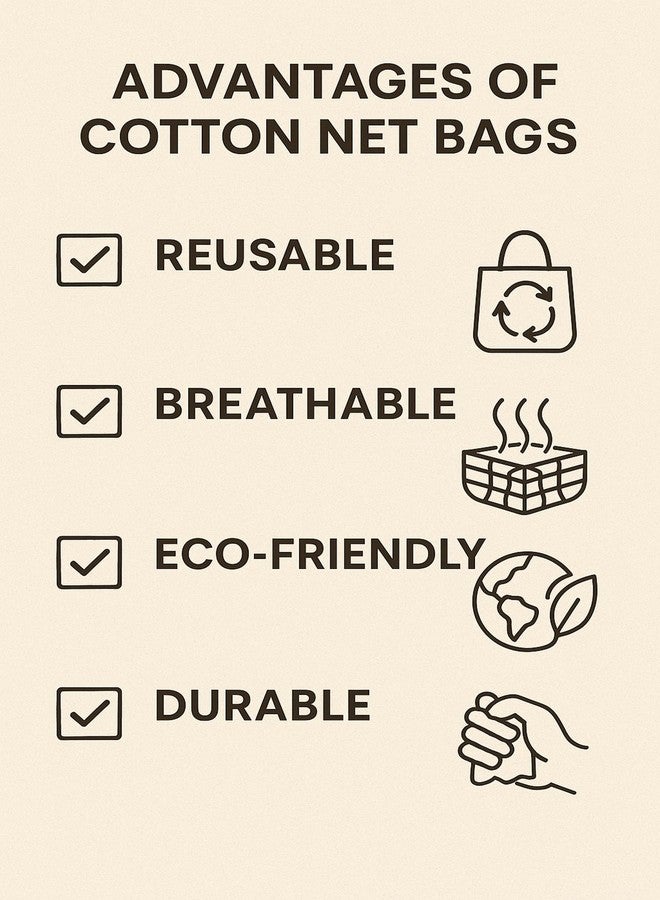 Tidy Fox Cotton Bags for Fridge Vegetable Storage / (Set of 12) / Drawstring, Washable & Eco-Friendly - Image 4