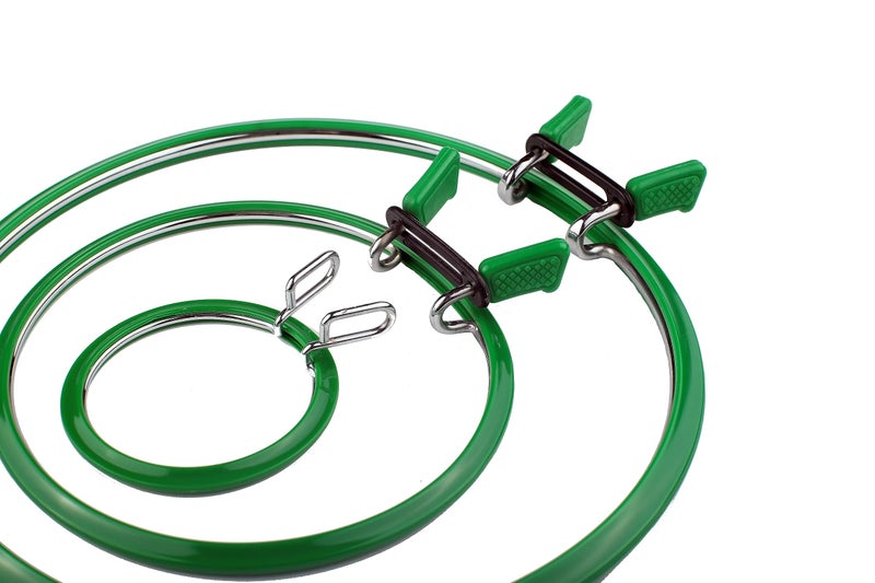 Nurge Premium Quality, Metal Spring Tension Embroidery Hoops, Cross Stich Hoop, Darning Hoops, Embroidery Tension Shed (Green, Siz Mix) - Image 1