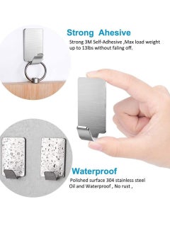 Gonice Adhesive Hooks Heavy Duty Wall Hangers Hooks Waterproof Stainless Steel Towel Hanger Holder Stick on Hooks for Hanging Kitchen Bathroom Home-8 Packs  - Image 2