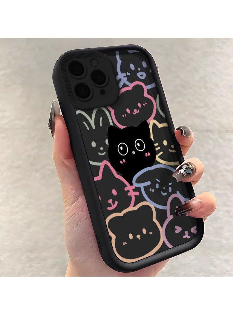 NIBEMINENT Cute Black Cat Protective TPU Case Cover For iPhone 15 Plus, Black