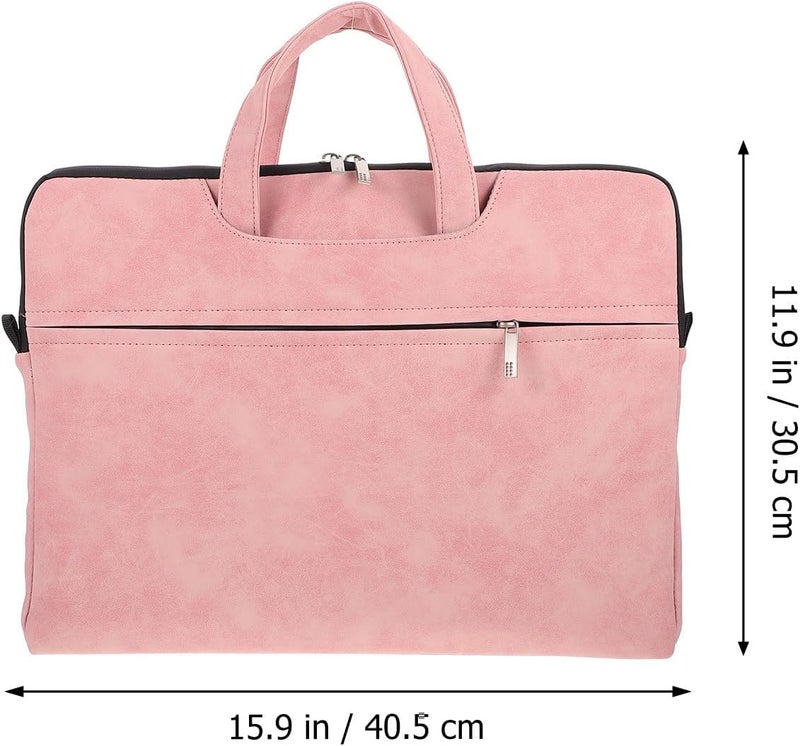 Laptop Tote Shoulder Bag for Women 15.6-inch Waterproof Pink Laptop Organizer with Adjustable Strap Travel Computer Pouch Notebook Storage Bag - Image 4