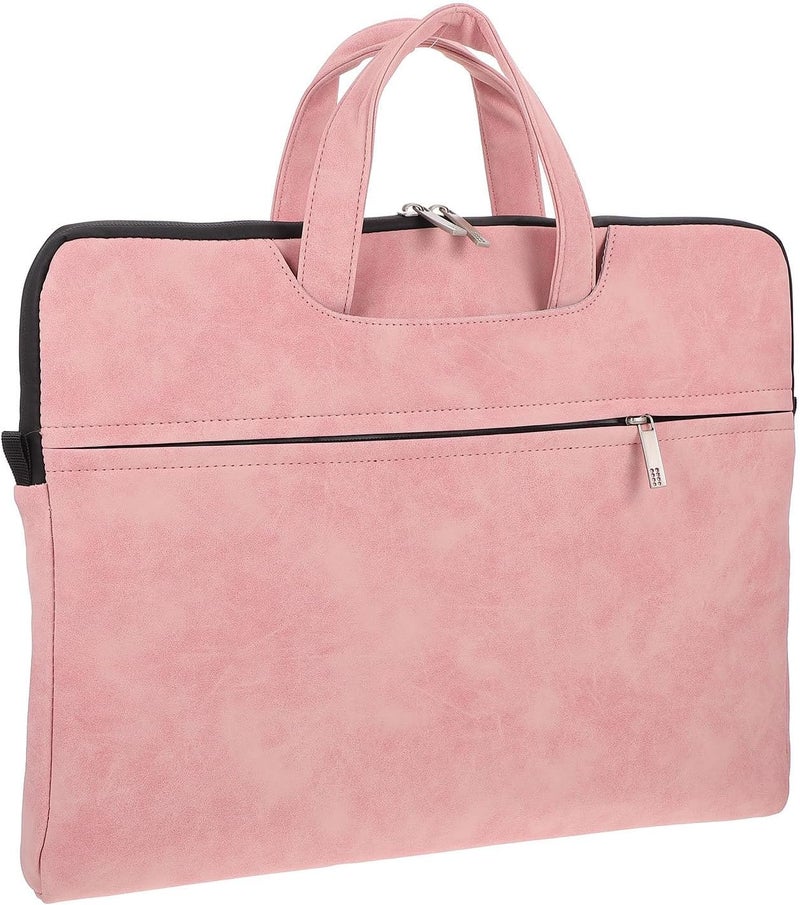 Laptop Tote Shoulder Bag for Women 15.6-inch Waterproof Pink Laptop Organizer with Adjustable Strap Travel Computer Pouch Notebook Storage Bag - Image 1