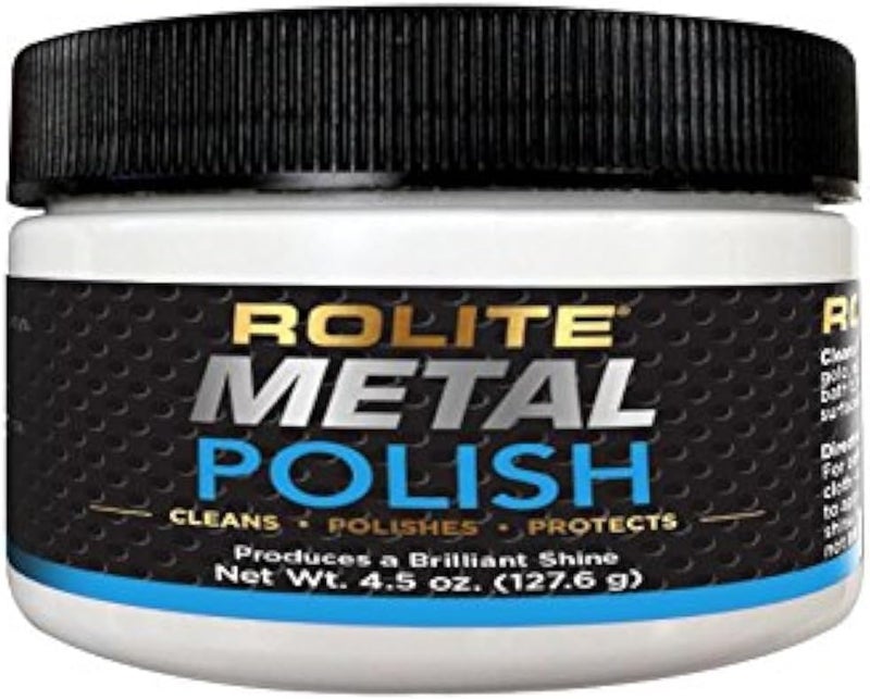 Rolite معجون تلميع المعادن رولايت - 4.5 أونصة، كريم تلميع قوي للاستخدام الصناعي للألومنيوم والكروم والفولاذ المقاوم للصدأ والمعادن الأخرى، عبوة واحدة - Image 1