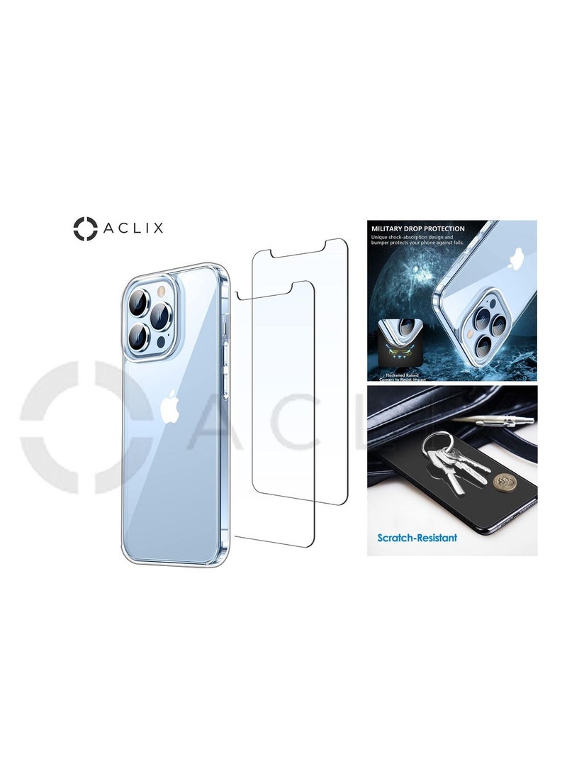 ACLIX 3in1 IPhone 14 ProMax with A Glass Screen Protector 6.7 inch   Slim Transparent Thin Case Soft Scratch-Resistant Protection Case, Shockproof Protective Case, for iPhone 14 Pro