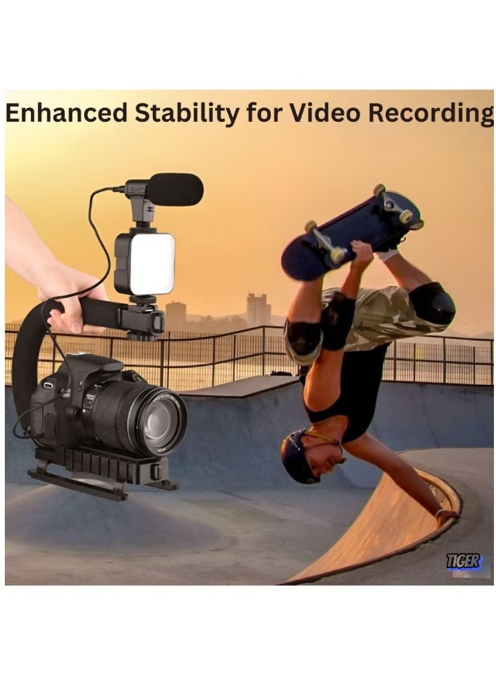 TIGER Video Making Kit – Portable Camera Stabilizer, Fill Light, Microphone, Universal Photography & Video Handheld Vlog Stand Stabilizer Kit for Phone & Camera Video Recording – Complete Vlogging Setup for Content Creators  - Image 2