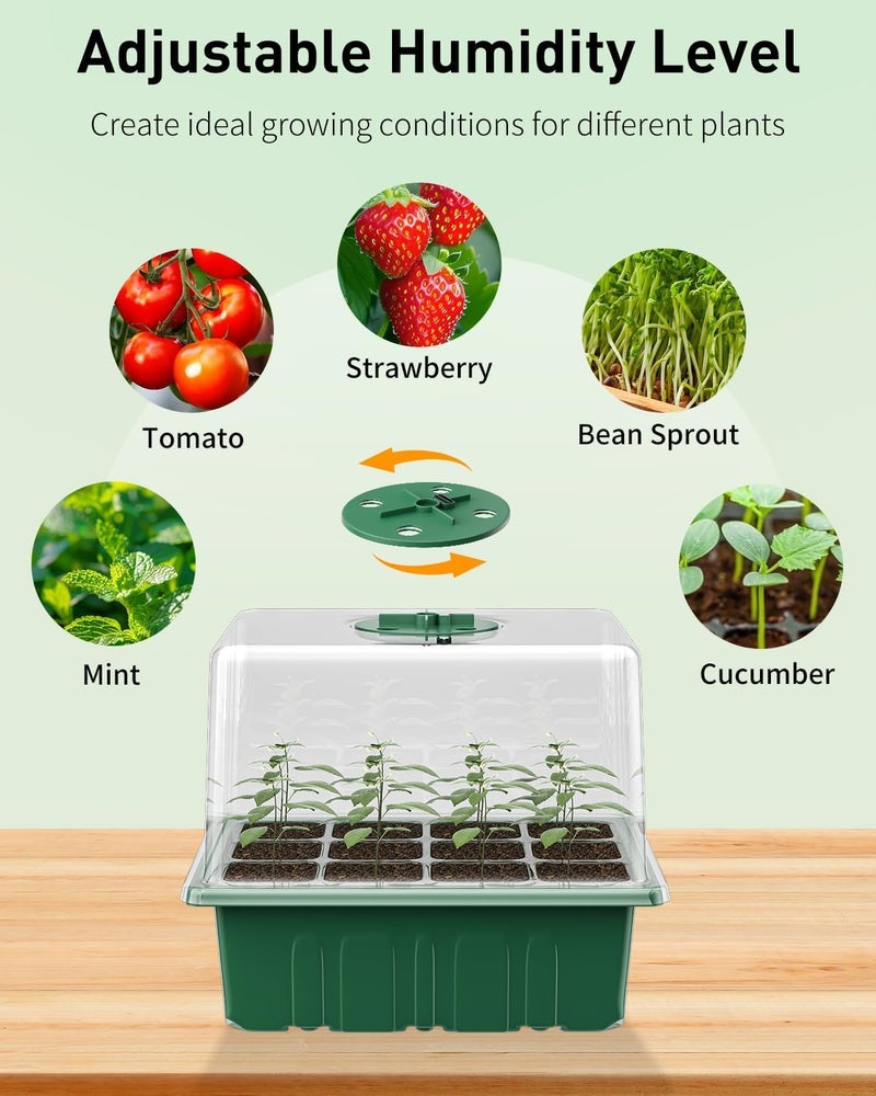 Pawfly 6 Pack Seed Starter Kit, 72 Cells, Seed Starter Trays with Adjustable Grow Lights & 3.9" Humidity Domes, Indoor Seedling Starter Trays, Reusable Plant Germination Trays, Seed Starting Trays - Image 4