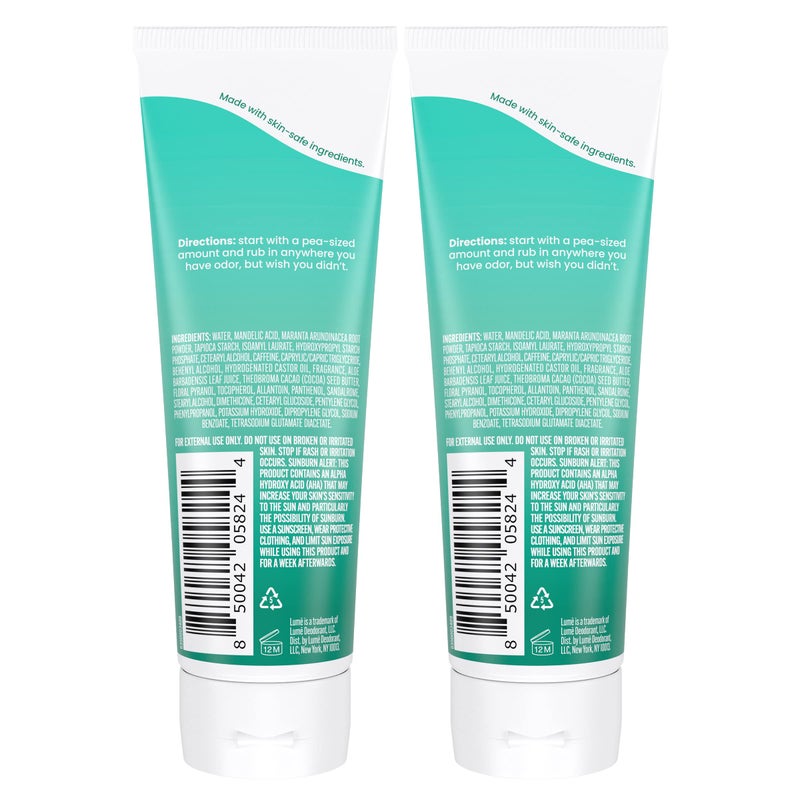 Lume Whole Body Deodorant - Invisible Cream Tube - 72 Hour Odor Control - Aluminum Free, Baking Soda Free, Skin Safe - 3.0 ounce (Pack of 2) (Minted Cucumber) - Image 2